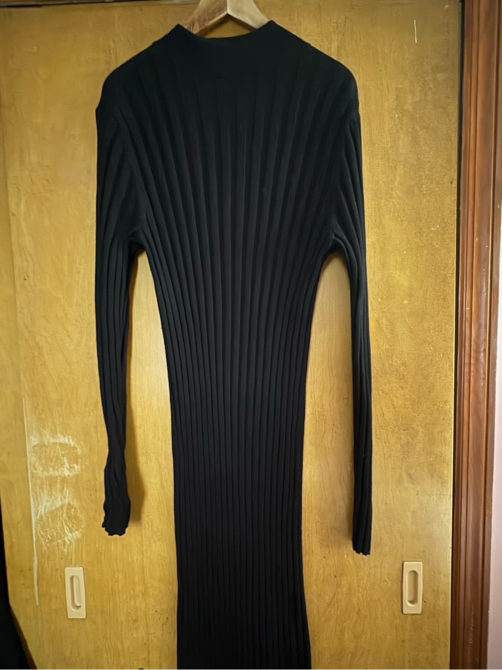 GAP Black CashSoft Ribbed Mockneck Midi Dress